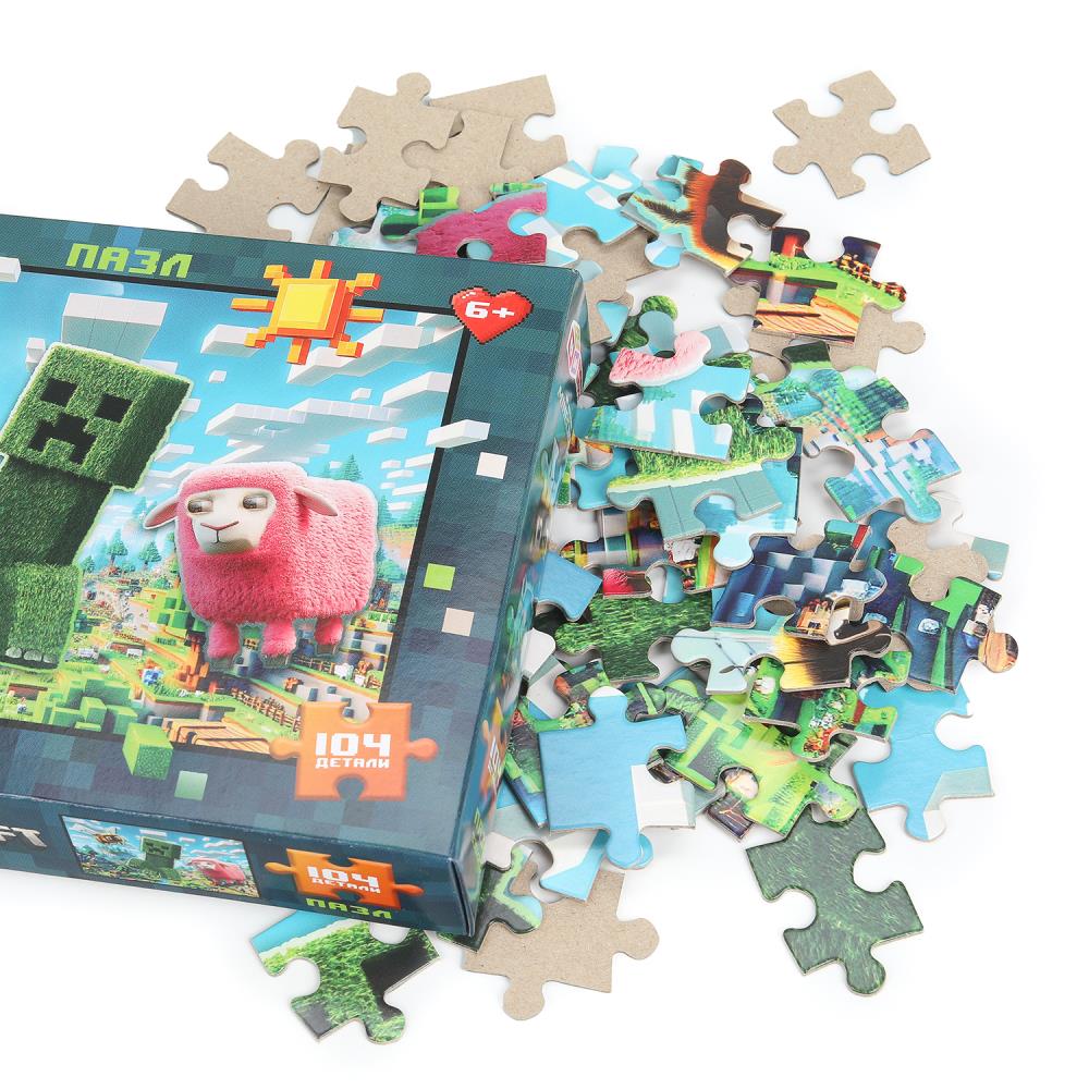 По мотивам Майнкрафт. Пазлы классические в коробке. 104 детали. 190х141х35мм. Умные игры в кор.24шт
