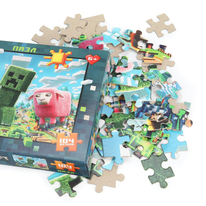 По мотивам Майнкрафт. Пазлы классические в коробке. 104 детали. 190х141х35мм. Умные игры в кор.24шт