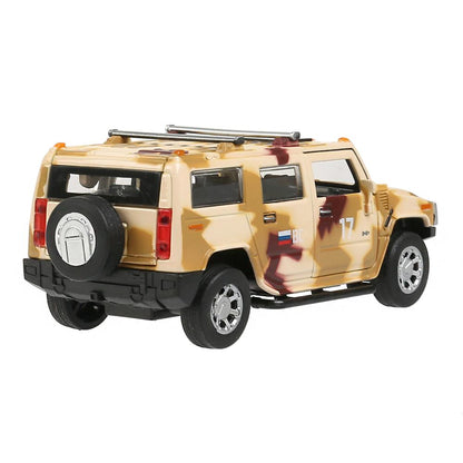 Машина металл "hummer h2 камуфляж" 12см, откр.двери, инерц., песочный в кор. Технопарк в кор.2*36шт