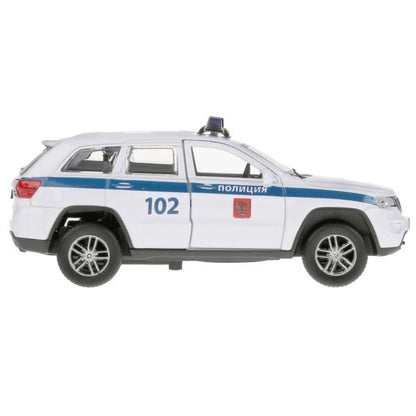 CHEROKEE-12POL-WH Машина металл "jeep grand cherokee полиция" 12см, инерц., белый в кор. Технопарк в
