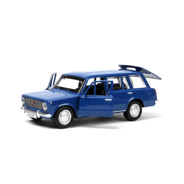 Машина металл ваз-2102 12 см, двери, багажник, инер,синий, кор. Технопарк в кор.2*36шт