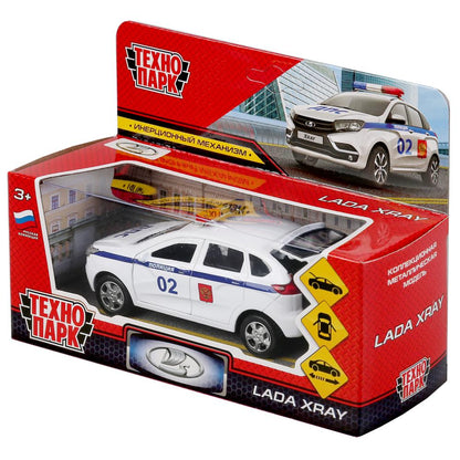 XRAY-12POL-WH 297507 Машина металл LADA XRAY ПОЛИЦИЯ длина 12 см, двери, багажник, инерц, белый, кор Те