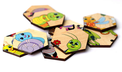 00784 Пазл деревянный. Занимательные соты. Букашки