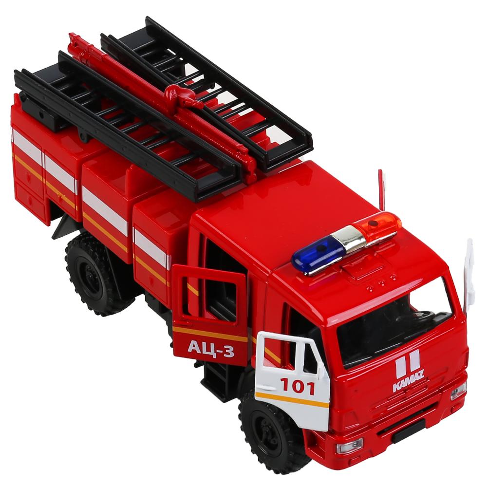 Машина металл KAMAZ 43502 ПОЖАРНАЯ АЦ 15 см, двери, подвиж дет, инерц, кор. Технопарк в кор.2*30шт