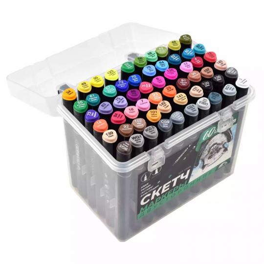 Набор скетчмаркеров двусторонних 60цв Крылан,53906