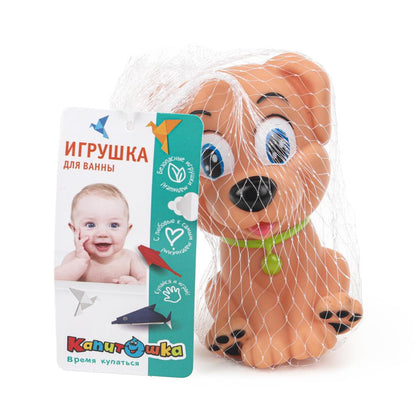 Игрушка пластизоль для ванны собачка, в сетке КАПИТОШКА в кор.2*144шт