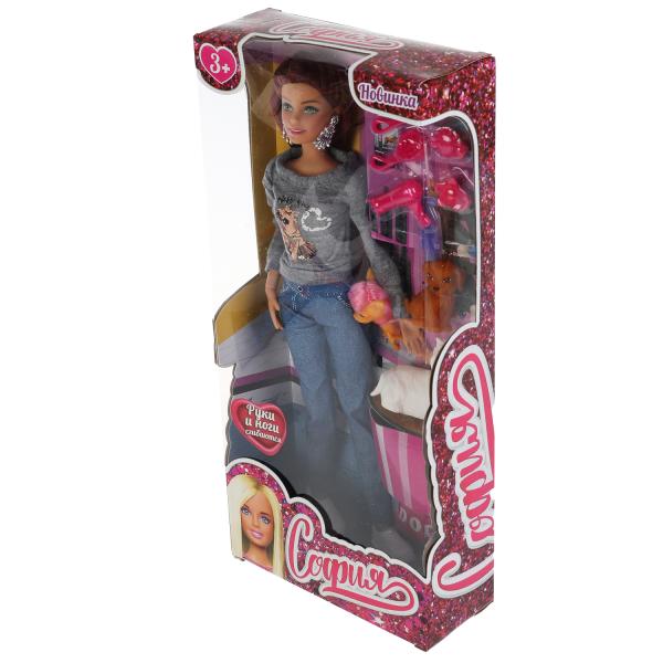 Кукла 29 см София с питомцами, с акс, руки и ноги сгибаются в кор КАРАПУЗ в кор.24шт