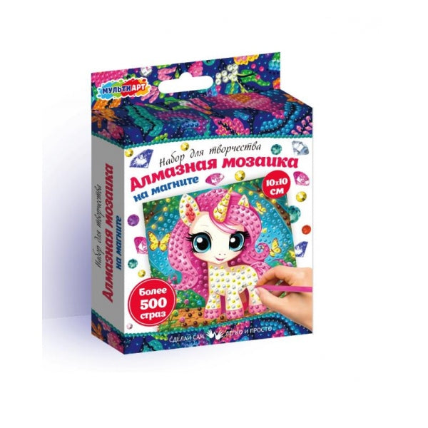 Алмазная мозаика на магните единорог МУЛЬТИ АРТ в кор.50шт