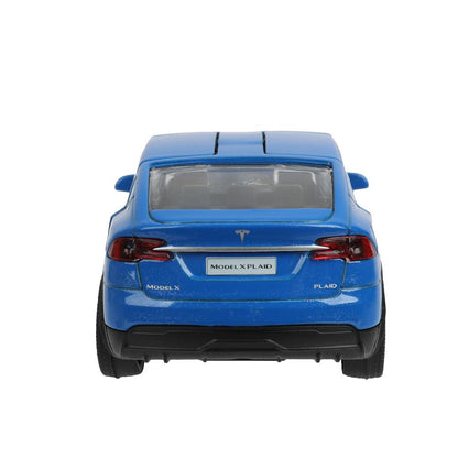 Машина металл tesla model x plaid 12 см, двери, синий, кор. Технопарк в кор.2*36шт