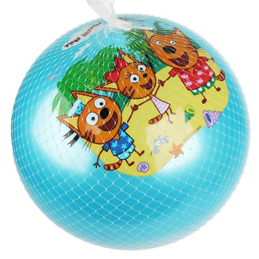 Играем вместе. Мяч "Три Кота" пвх 23 см с наклейкой, в сетке арт.AD-9(3CATS)