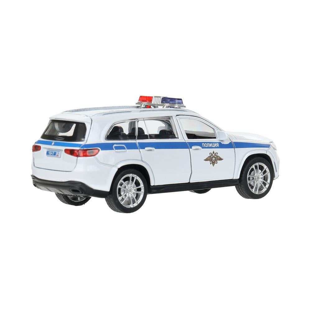 Машина металл свет-звук MERCEDES-BENZ gls class amg 12см,ПОЛИЦИЯ белый, кор. Parc technologique dans le cor.2*36шт