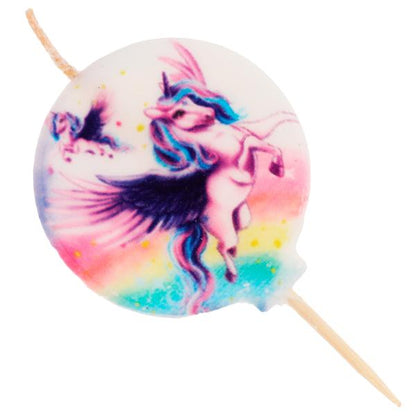 Свечи для торта Со стикером на шпажках 4 шт, блистер, единорог ЧУДО ПРАЗДНИК в кор.24наб