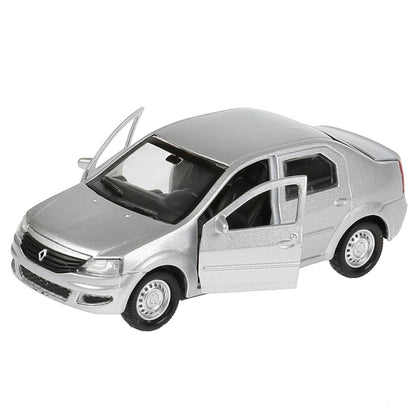 Машина металл "RENAULT LOGAN"12см,открыв. двери, инерц, серебристый, в кор. Технопарк в кор.2*36шт