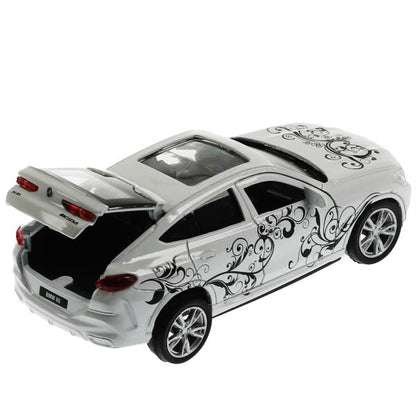 Машина металл BMW X6 ДЛЯ ДЕВОЧЕК 12 см, двери, багажник, инер, белый, кор. Технопарк в кор.2*36шт