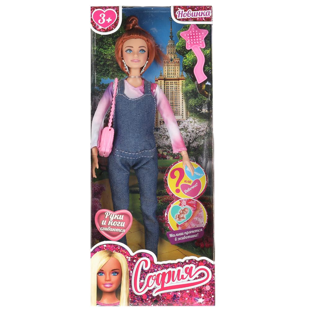 Кукла 29 см София беременная, 1 младенец, расческа, в коробке КАРАПУЗ в кор.24шт