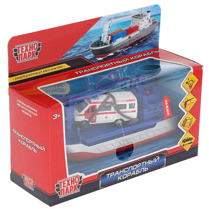 КРАН-17SLAMB-ГАЗГЫ Модель металл свет-звук ТРАНСПОРТНЫЙ КОРАБЛЬ 17 см, ГАЗЕЛЬ, инерц, кор. Техн