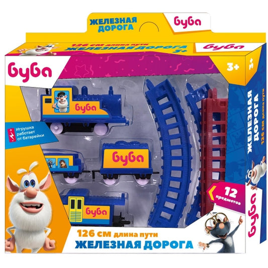Играем вместе. Железная дорога "Буба" мультяшная, длина пути 126 см 25х20,5х4см арт.2006B056-R4