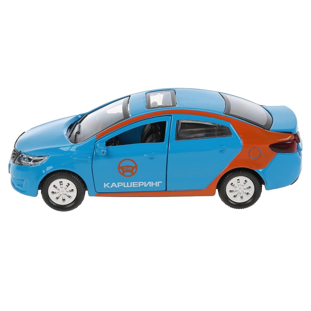 RIO-12DEL-BU 304186 Машина металл KIA RIO КАРШЕРИНГ 12 см, двери, багаж, инерц, в кор. Технопарк в к