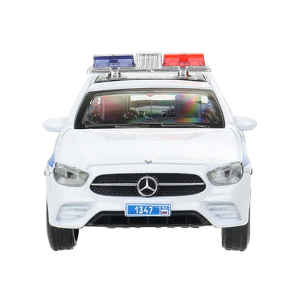 Машина металл свет-звук MERCEDES-BENZ e-class amg 12см,ПОЛИЦИЯ белый, кор. Технопарк в кор.2*36шт