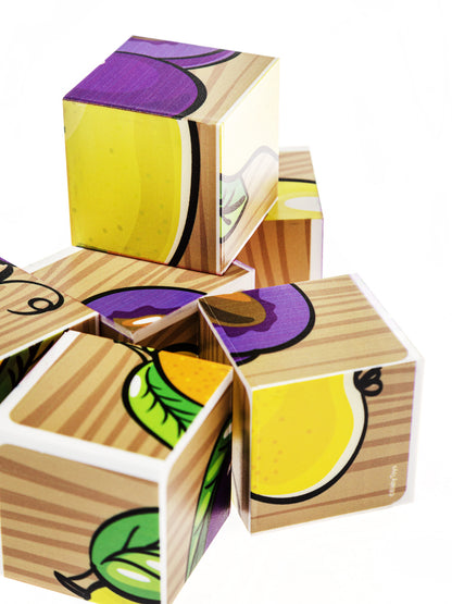 Кубики "Фрукты" (без обклейки) 6 шт Jouets pour bébé