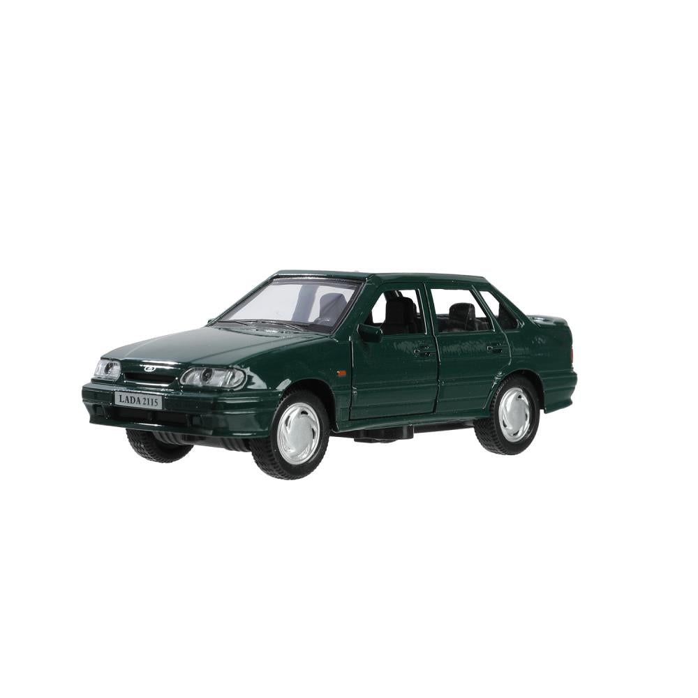 Машина металл ваз-2115 "самара" длина 12 см,двери,темно-зеленый,кор. Технопарк в кор.2*36шт