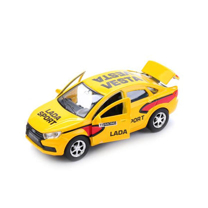 МАШИНА «ТЕХНОПАРК» МЕТАЛЛ. ИНЕРЦ. LADA VESTA SPORT 12СМ, ОТКРЫВ. ДВЕРИ В РУСС. КОР. в кор.2*24шт