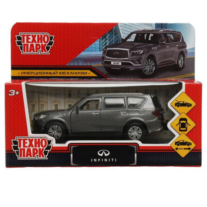 QX80-12-GY 338538 Машина металл INFINITI QX80, длина 12,5 см, двери, багаж, инер, серый, кор. Техноп
