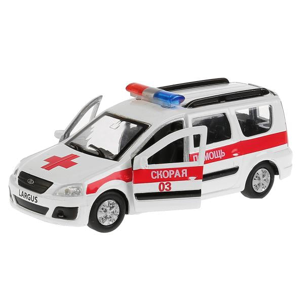 SB-16-47-A-WB 266062 Машина металл LADA LARGUS СКОРАЯ, 12 см, двери, багаж., инерц., кор. Технопарк