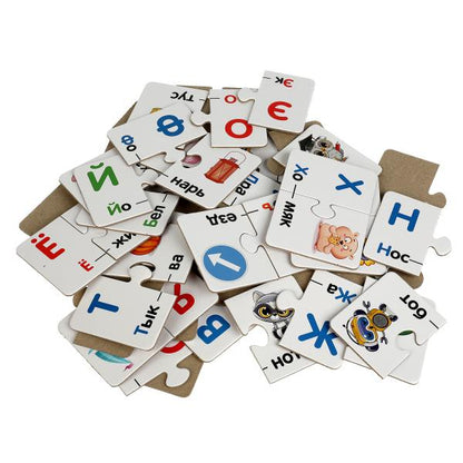 Азбука. Набор IQ-пазлов для малышей М. A. Жукова. 120х120х120 mm. Умные игры в кор.24шт