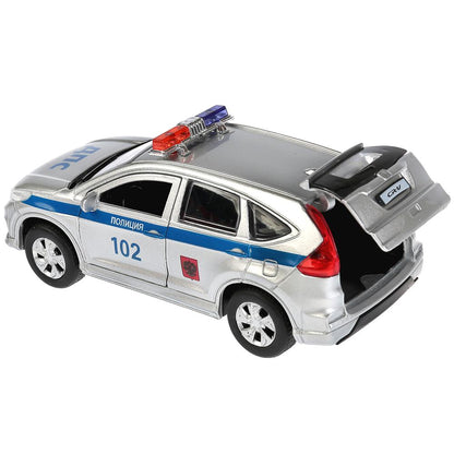 Машина металл "HONDA CR-V ПОЛИЦИЯ", длина 12см, открыв. двери, инерц, в кор. Технопарк в кор.2*36шт