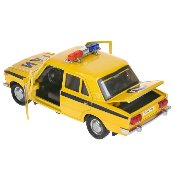 Machine en métal noir "ваз-2106 жигули милиция" 12 cm, инерц., желтый в кор. Parc technologique dans le cor.2*36шт