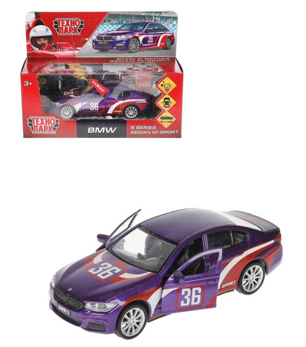 5ER-12SLSRT-PRLМашина металл свет-звук BMW 5-ER SEDAN M-SPORT 12 см, двери, кор. Технопарк в кор.2*3
