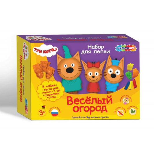 Набор для лепки Три Кота весёлый огород, 24 см MultiArt в кор.8шт