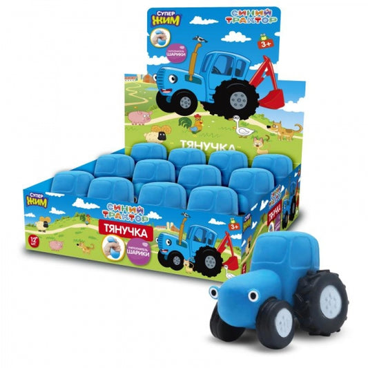 Игрушка-антистресс, тянучка с песком, 8 см, СИНИЙ ТРАКТОР диплей Супер Жим уп-12шт в кор.4уп