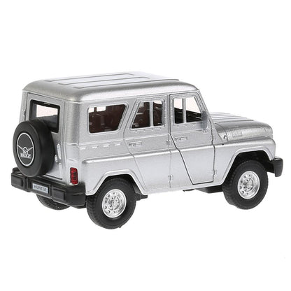 ТМ Технопарк. Машина металл "UAZ HUNTER" 12см, открыв. двери, инерц., СЕРЕБРИСТЫЙ в кор в кор.2*36шт