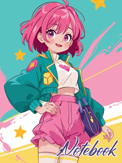 MyArt. БЛОКНОТ в клетку My big notebook. Девочка в зелёном бомбере