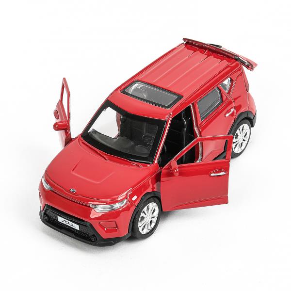 Машина металл KIA soul длина 12 см, двери, багаж., инерц, красный, кор. Parc technologique dans le cor.2*36шт