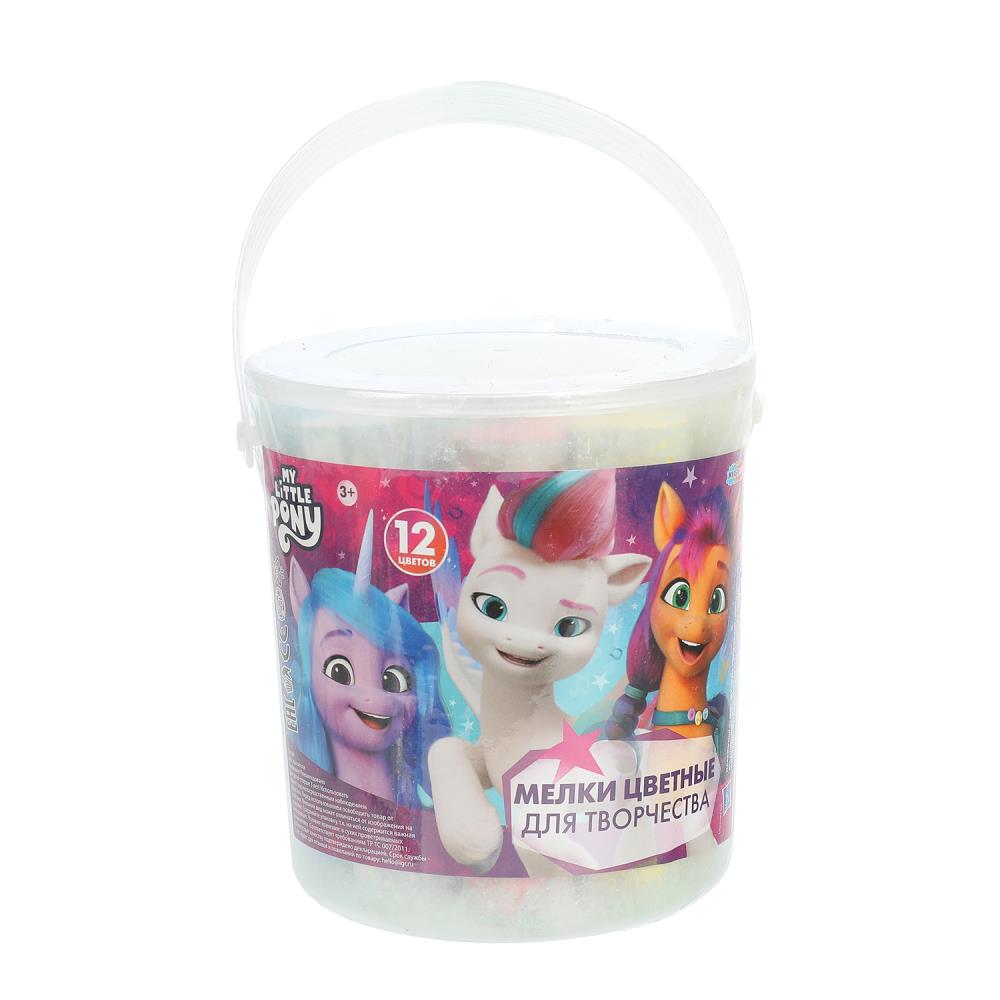 MEL12-117398 (24) Мелки асфальтовые, 12 шт в ведре Мой маленький Пони МУЛЬТИ АРТ в кор.24наб