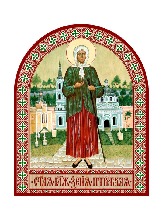Икона аркой Ксения Петербургская, блаженная (в полный рост) (на дереве): 95 х 120