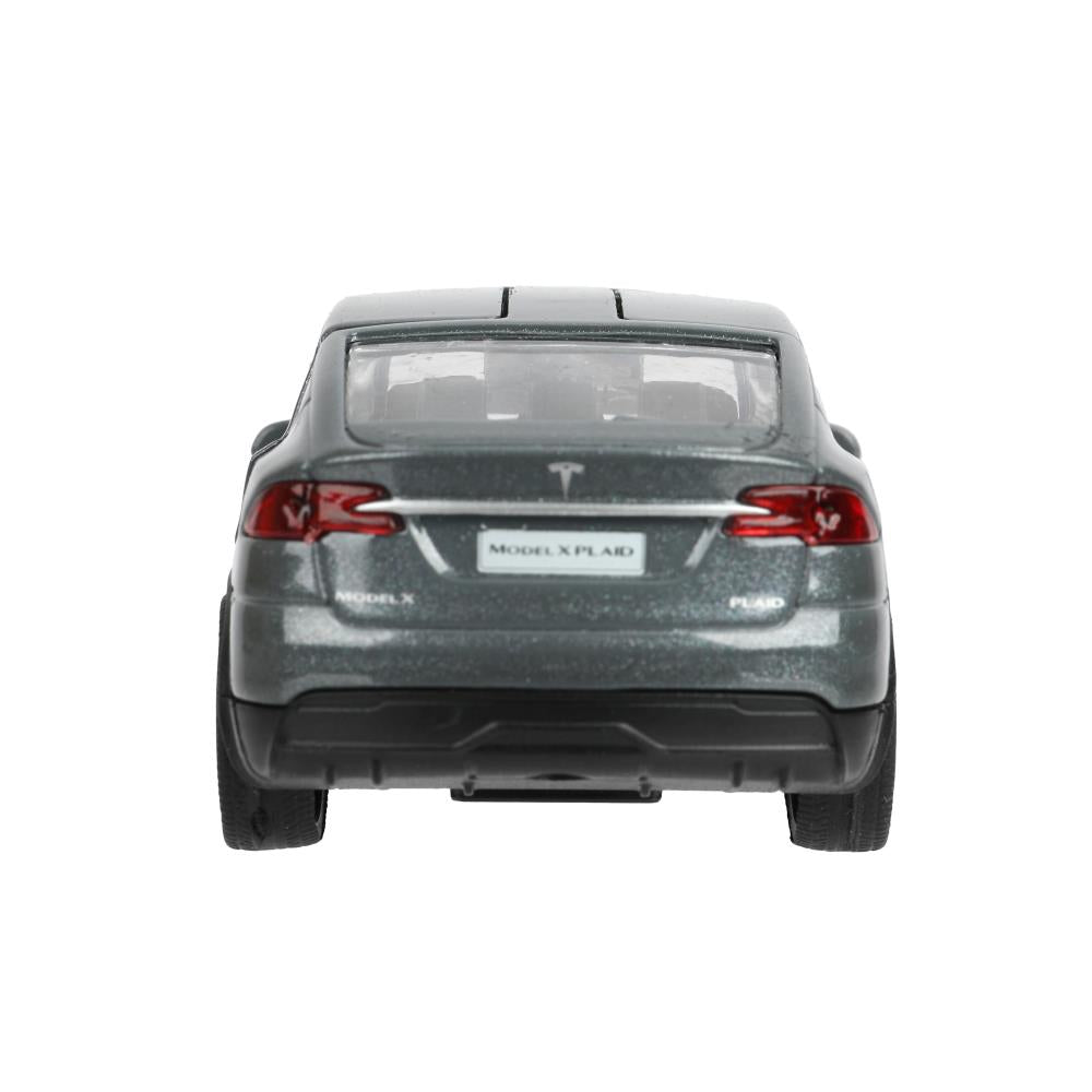 Машина металл tesla model x plaid 12 см, двери, серебр, кор. Технопарк в кор.2*36шт