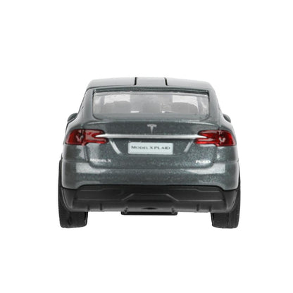 Машина металл tesla model x plaid 12 см, двери, серебр, кор. Технопарк в кор.2*36шт
