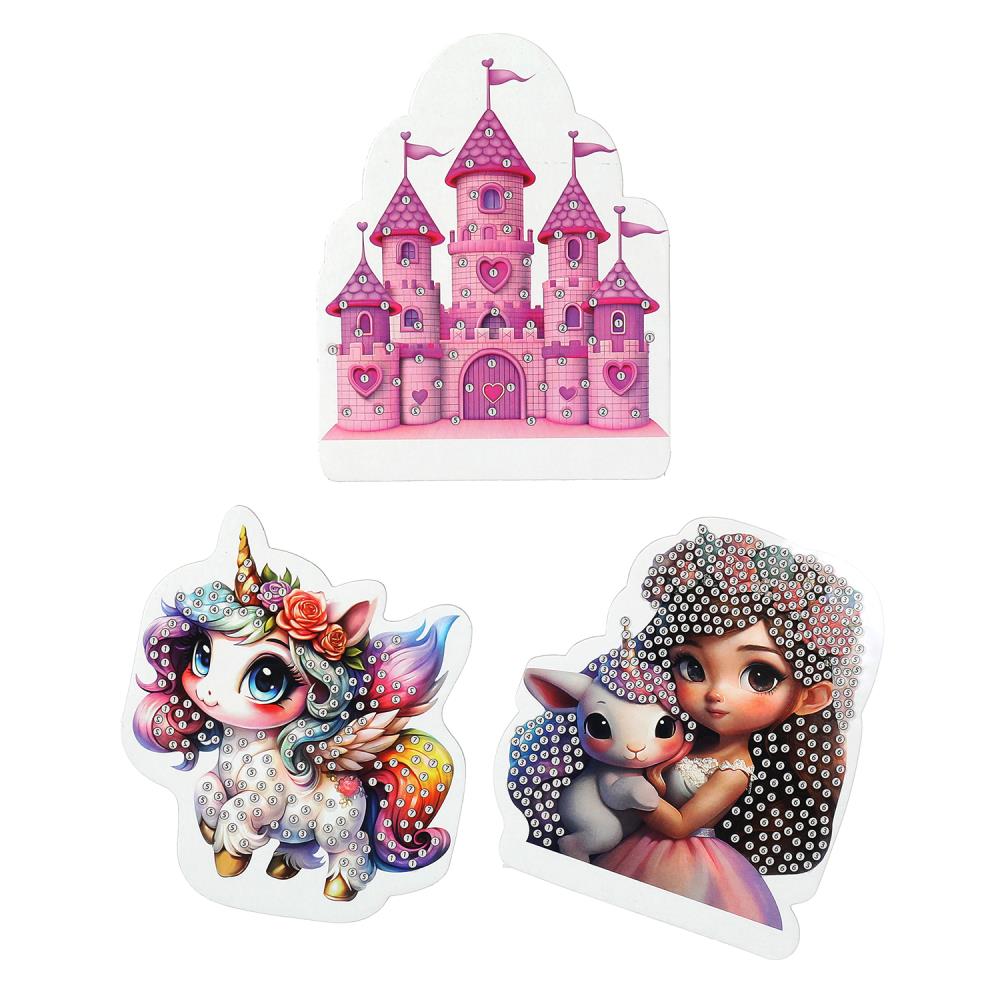 Алмазная мозаика фигурная на подставке 10*15 см принцесса и единорог МУЛЬТИ АРТ в кор.100шт