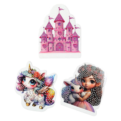 Алмазная мозаика фигурная на подставке 10*15 см принцесса и единорог МУЛЬТИ АРТ в кор.100шт