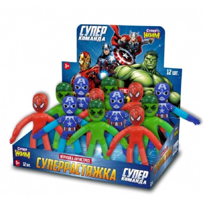 Супер Жим. Игрушка-антистресс "Супергерои-растяжка" светильник, в ассорти. уп-12шт. арт.SG-121248-RU