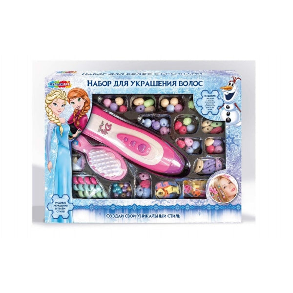 Набор с бусинами для волос снежная принцесса МУЛЬТИ АРТ в кор.48шт