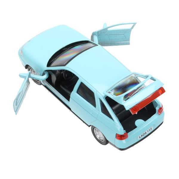 Машина металл ваз-2112 12 см, двери, багажник, светло-синий, кор. Технопарк в кор.2*36шт