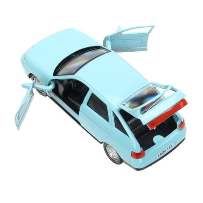 Машина металл ваз-2112 12 см, двери, багажник, светло-синий, кор. Технопарк в кор.2*36шт