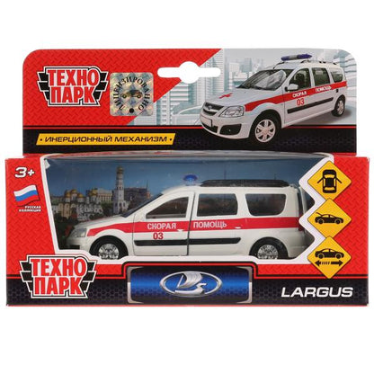 SB-16-47-A-WB 266062 Машина металл LADA LARGUS СКОРАЯ, 12 см, двери, багаж., инерц., кор. Технопарк