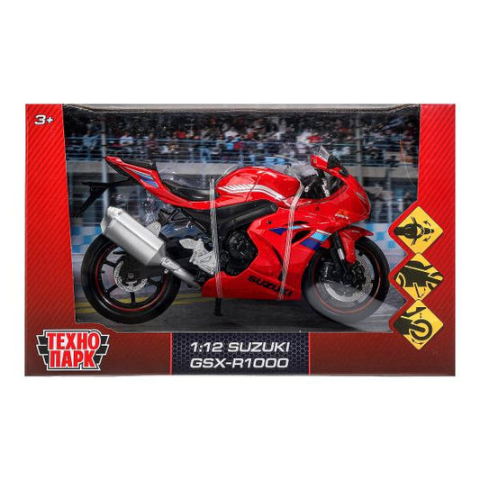 Модель металл suzuki gsx-r1000 МОТОЦИКЛ, 17 см, вращающийся руль, подвеска Технопарк в кор.24шт