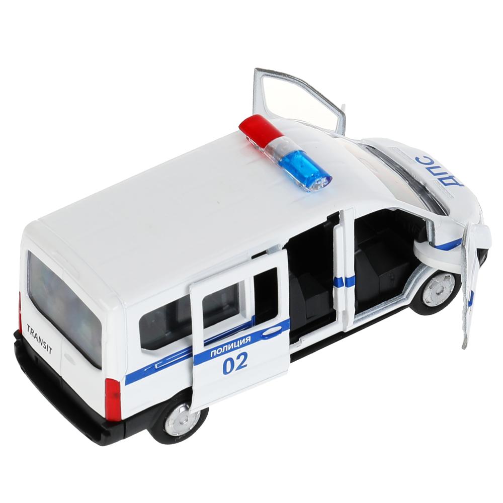 Машина металл FORD Transit полиция 12см, открыв. двери, инерц. в кор. Технопарк в кор.2*24шт